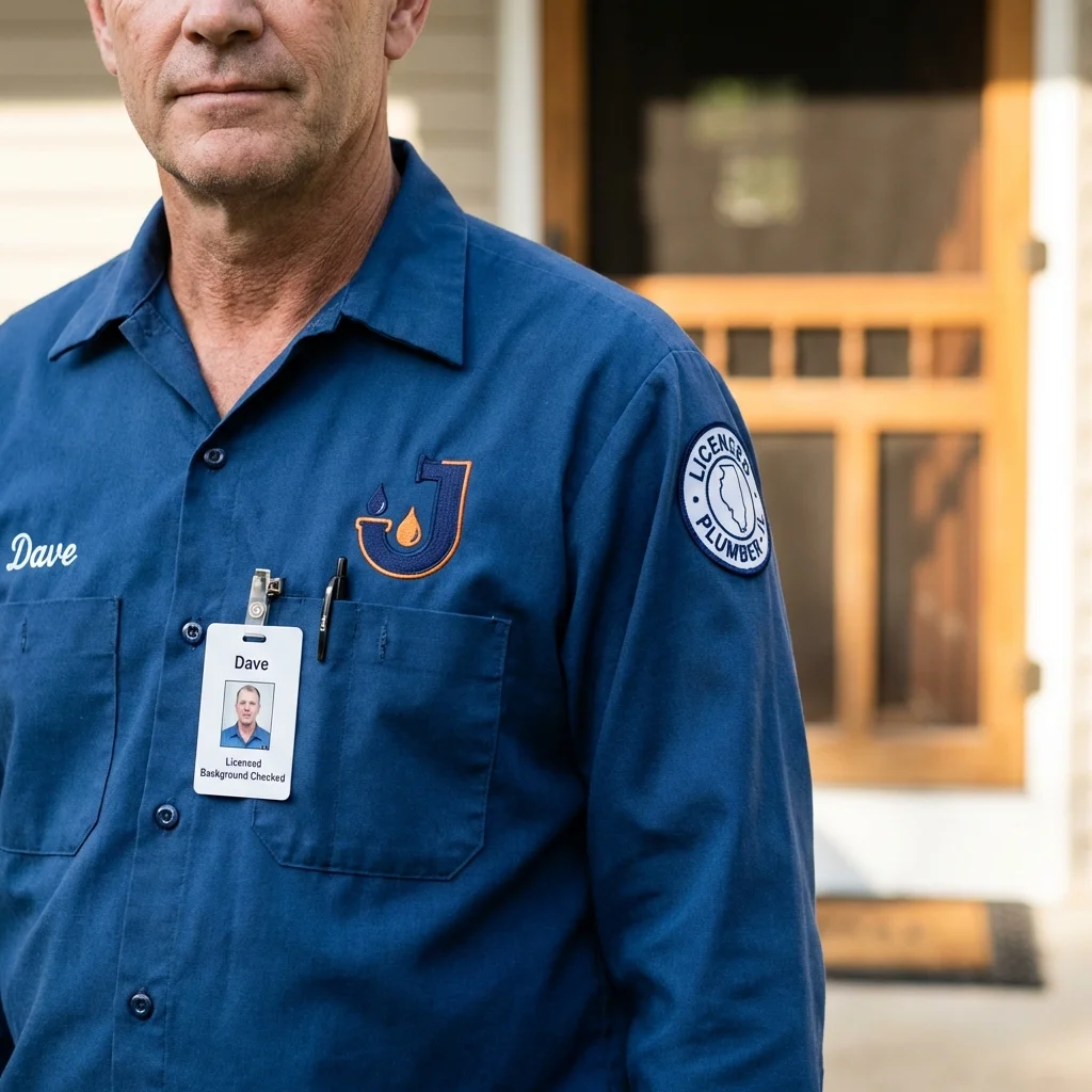 Licensed plumber showing ID badge in Sykesville, PA