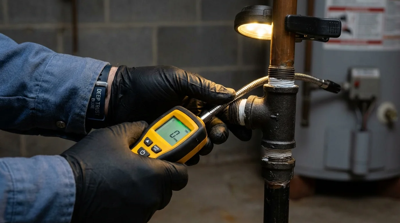 Gas leak detection with electronic sniffer by Johns Plumbing LLC in Sykesville